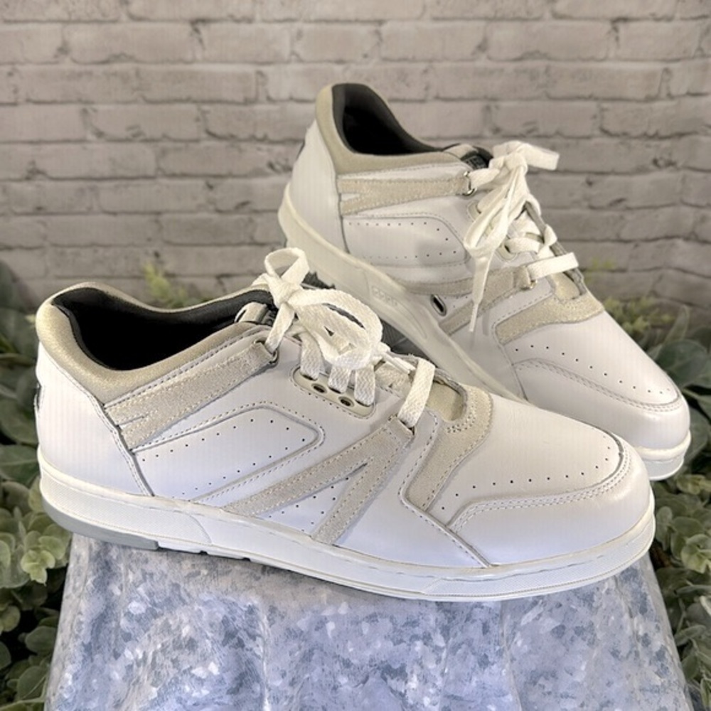 Sperry Top-Sider White Leather Round Toe Lace-up Athletic Sneakers Mens 9.5M✨EUC
